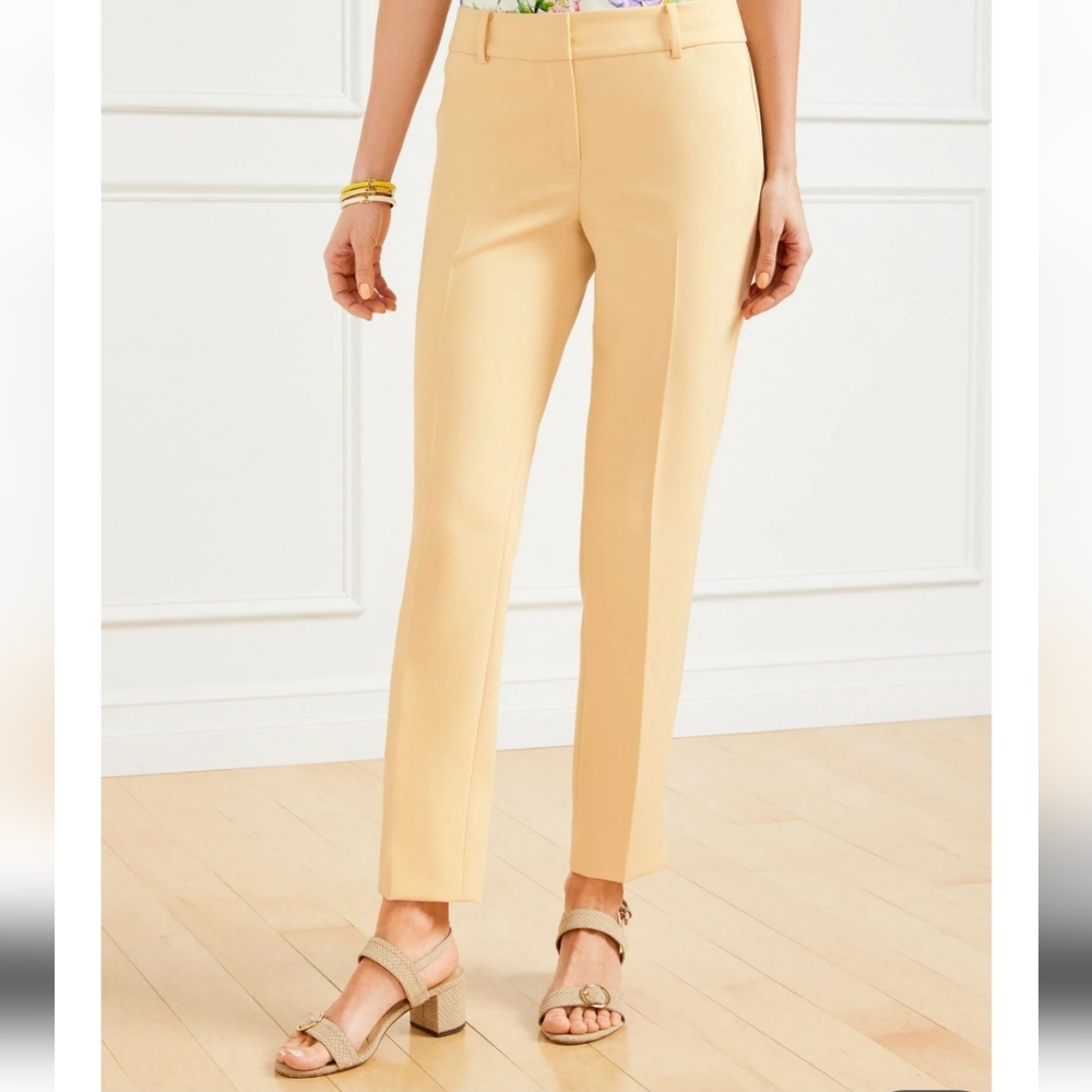 TALBOTS Yellow Stretch Crop Cotton blend HAMPSHIRE Button Ankle Pants size US 6